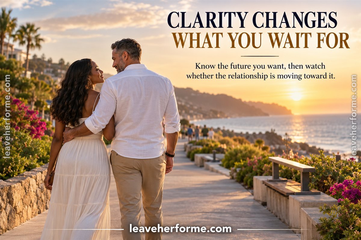 Couple walking together toward a clearer relationship future after discussing what they both want