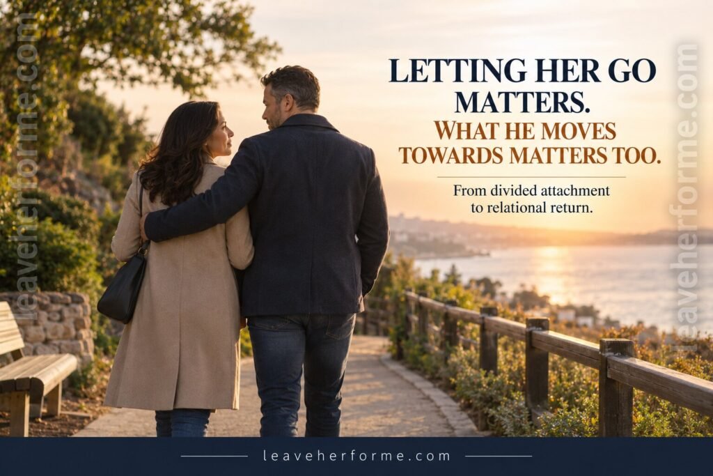 Husband and wife walking closely together as emotional connection returns to their marriage