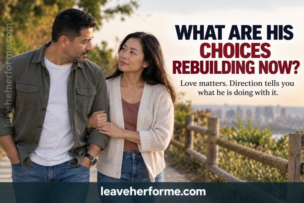 Married couple walking together outdoors while talking and reconnecting after relationship difficulties