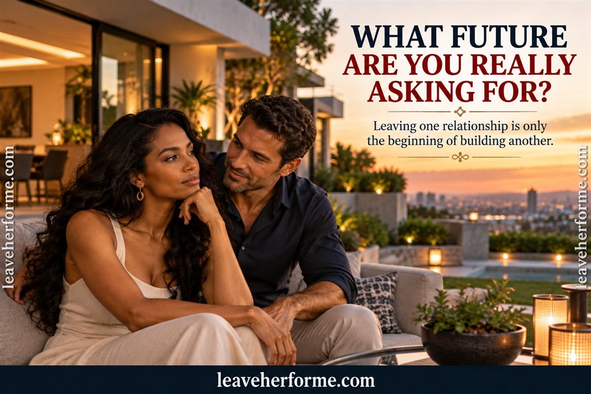 Woman considering the committed future she wants after a married man leaves his marriage