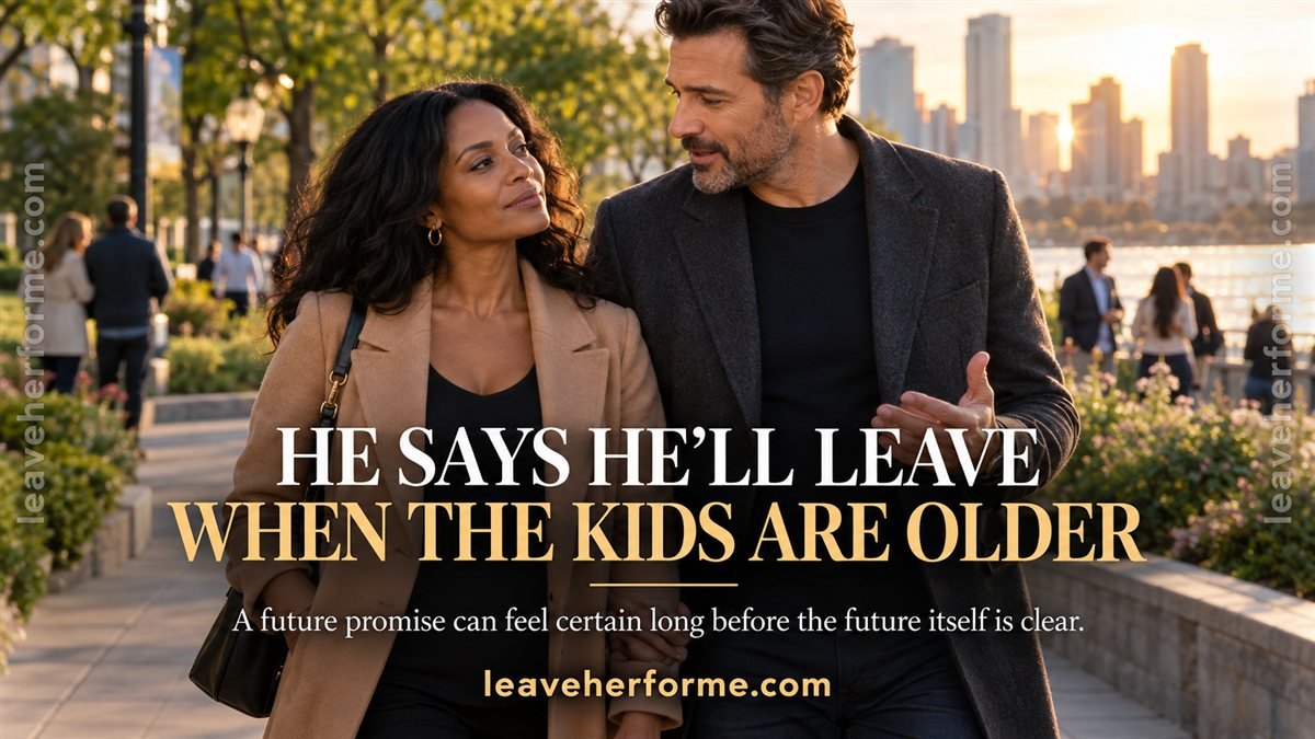 Woman thinking about a married man's promise to leave his wife when his children are older